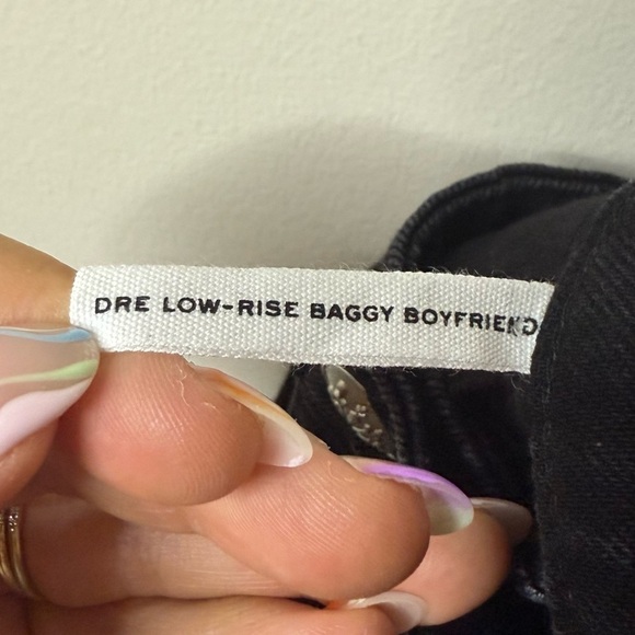 RAG & BONE Dre Low-Rise Baggy Boyfriend Cropped Black Edgy Grunge Denim Jeans - Picture 9 of 11